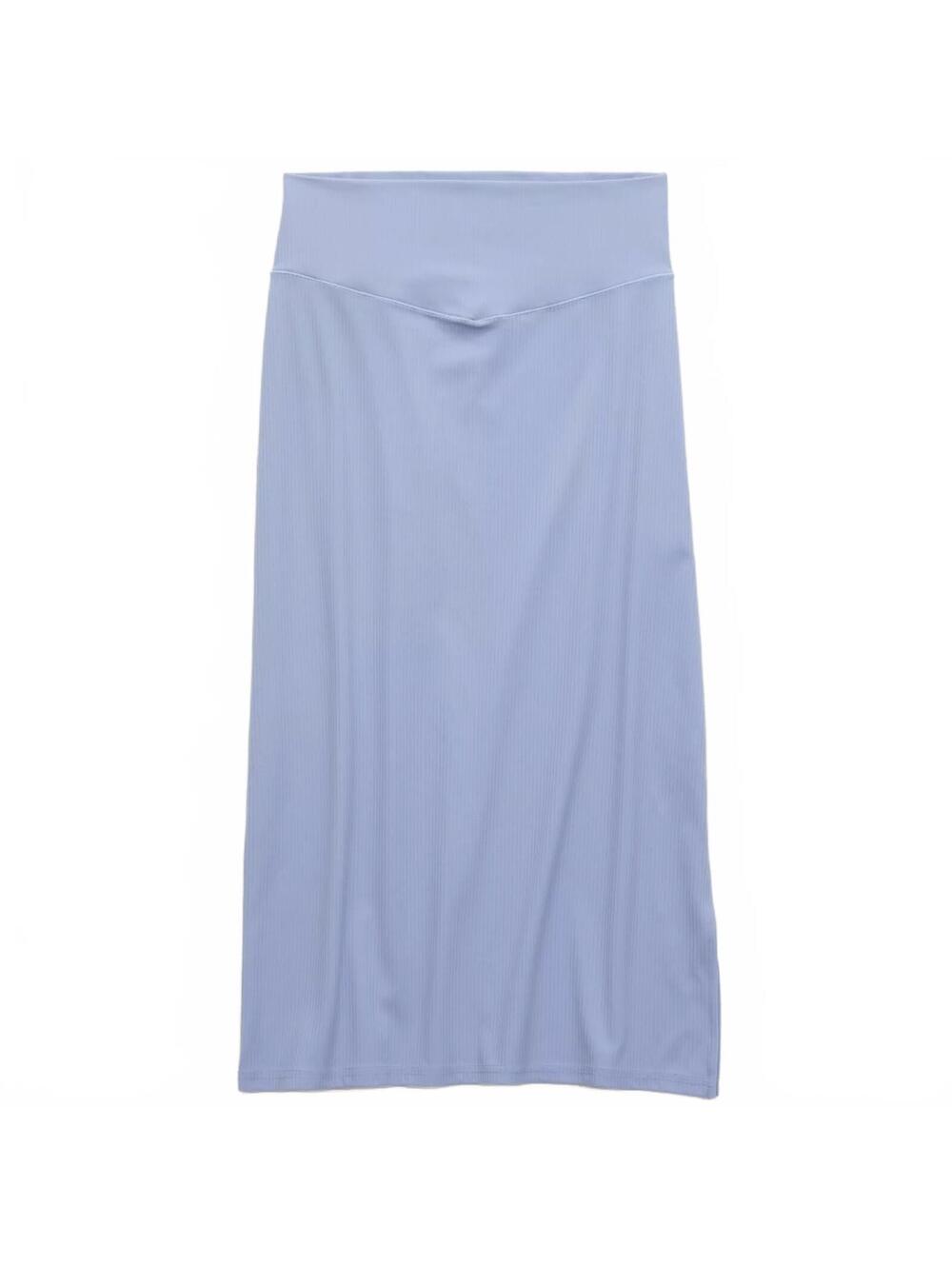 AE OFFLINE By Aerie Real Me XTRA Ribbed Midi Skirt American Eagle NWT Blue Large - Picture 3 of 4